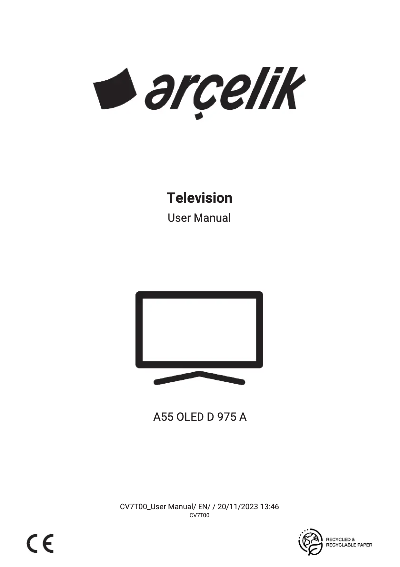 Page n°1 - Manuel utilisateur Arçelik A55 OLED D 975 A