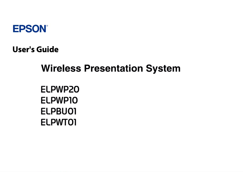 Page 1 of the manual User Manual Epson ELPWP20