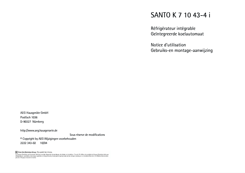 Image de la première page du manuel de l'appareil Santo K 71043 I