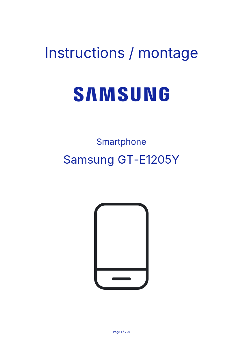 Page n°1 - Instructions / montage Samsung GT-E1205Y