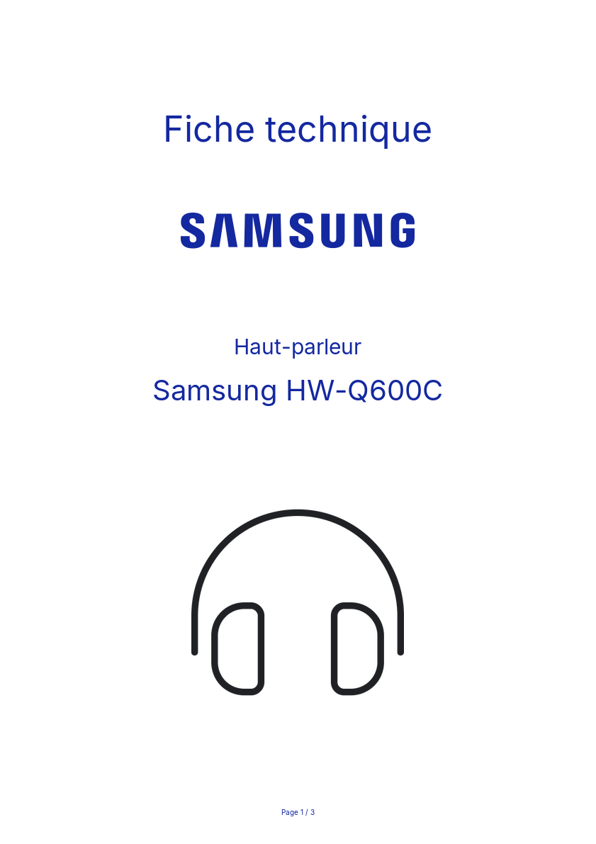 Page n°1 - Fiche technique Samsung HW-Q600C