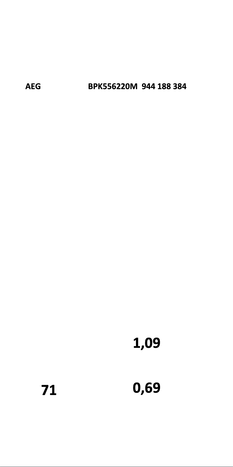 Page 1 de la notice Label énergétique AEG BPK556220M