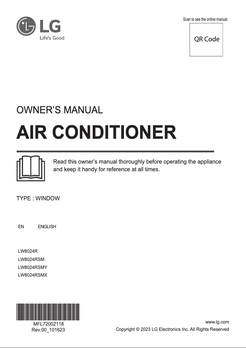 Image de la première page du manuel de l'appareil LW8024RSMY