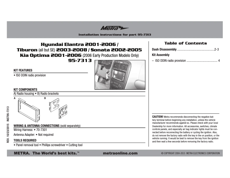 Page n°1 - Mode d'emploi Metra 95-7313