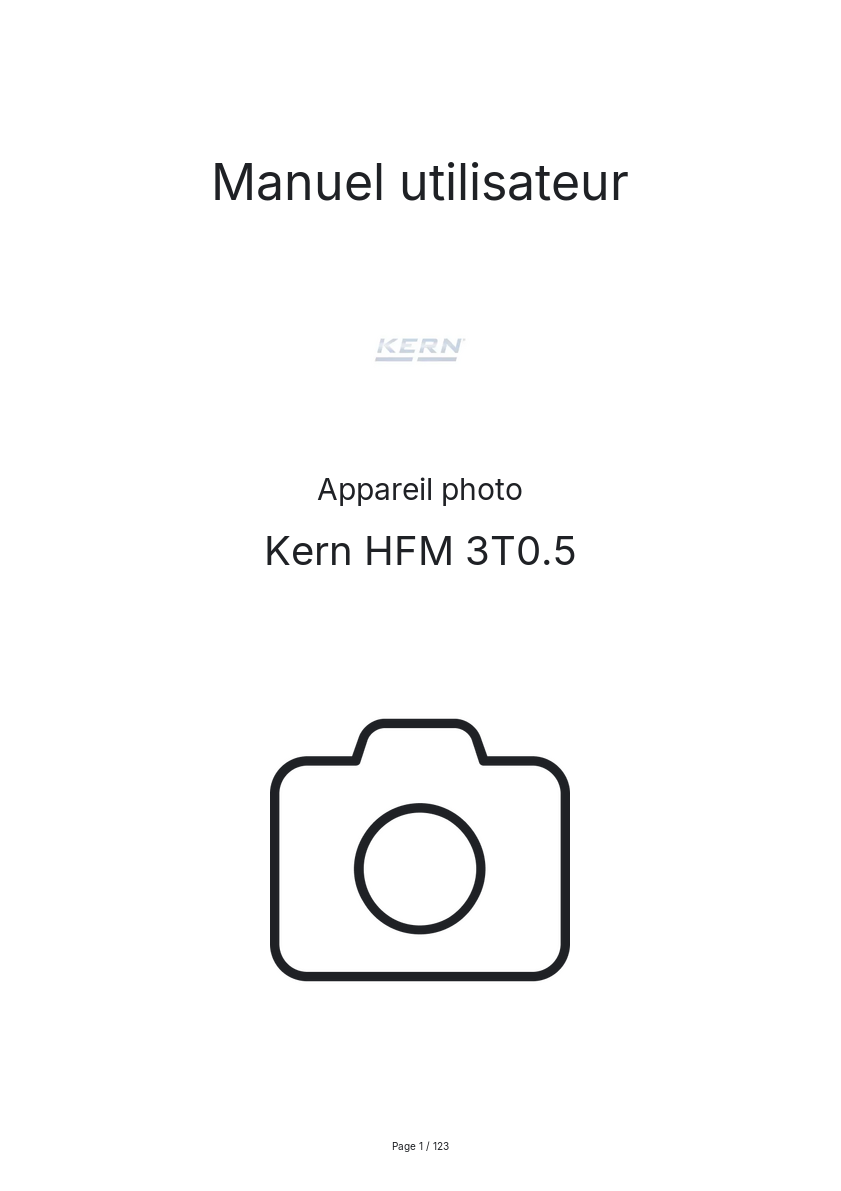 Page n°1 - Manuel utilisateur Kern HFM 3T0.5