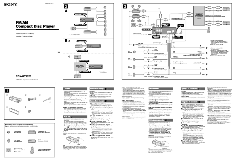 Page n°1 - Guide d'installation Sony CDX-GT30W