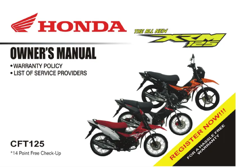 Page 1 de la notice Manuel utilisateur Honda XRM125 (2018)