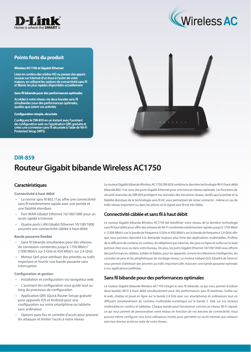 Page 1 de la notice Fiche technique D-Link DIR-859