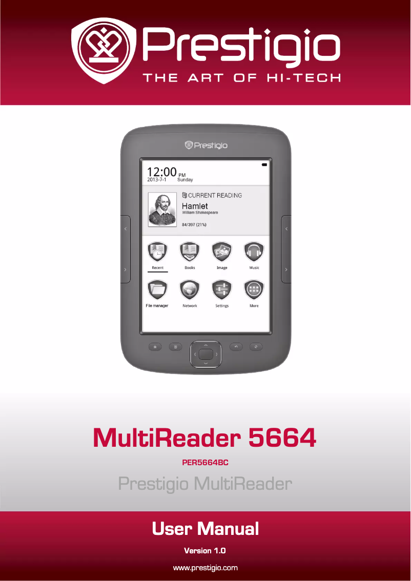 Page n°1 - Manuel utilisateur Prestigio MultiReader 5664