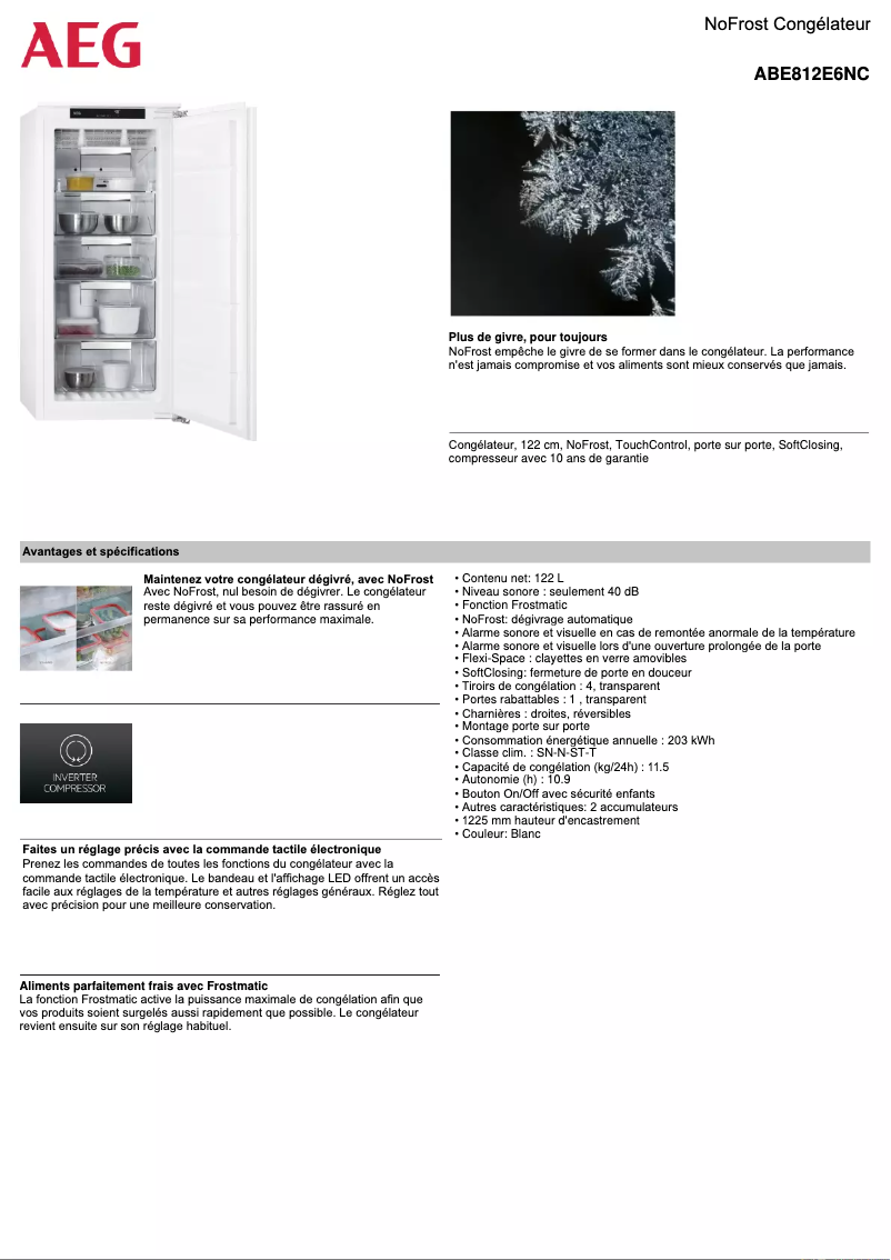 Page n°1 - Fiche technique AEG ABE812E6NC