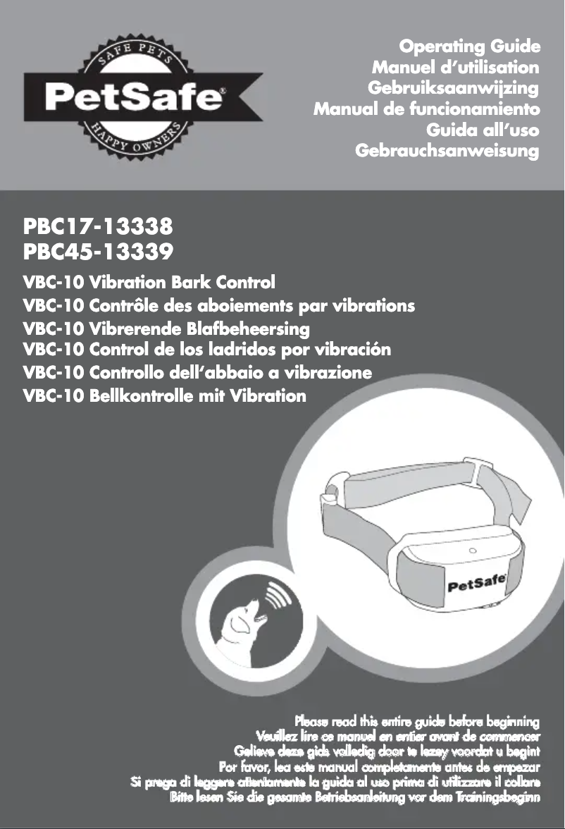 Page n°1 - Manuel utilisateur PetSafe PBC17-13338