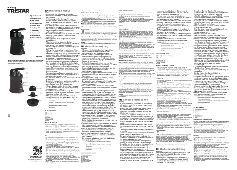 Page 1 de la notice Manuel utilisateur TriStar PD-8938