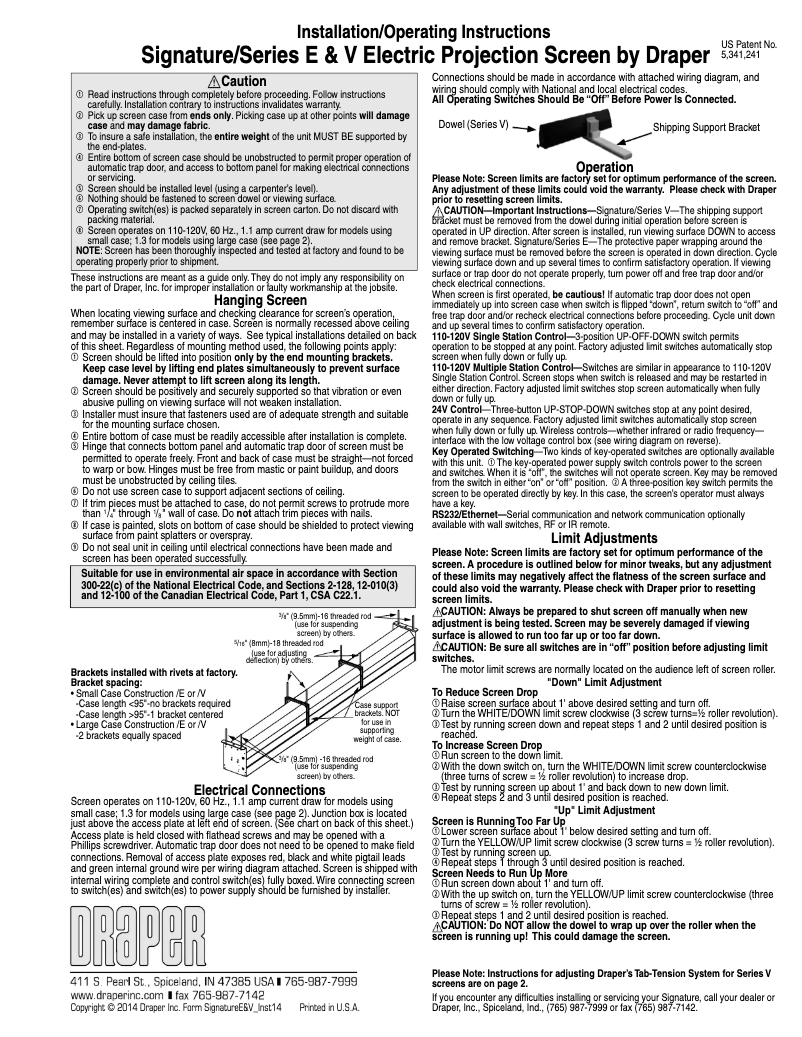 Page 1 de la notice Manuel utilisateur Draper Signature E