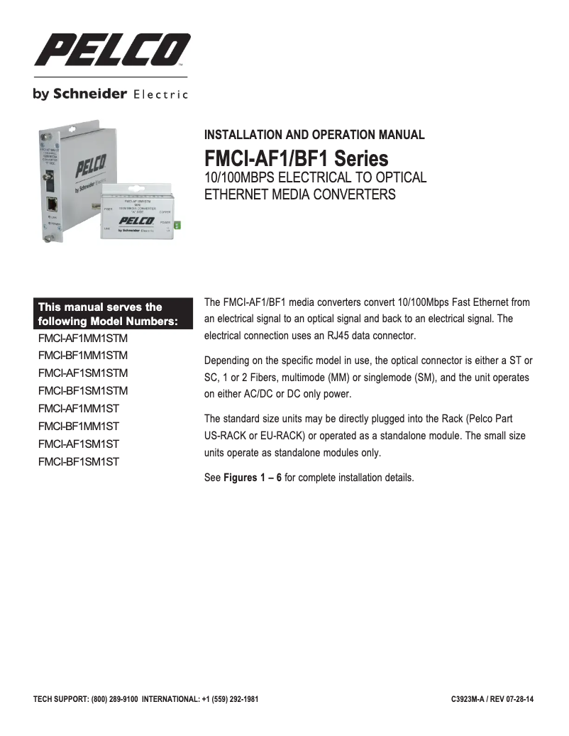 Page n°1 - Manuel utilisateur Pelco FMCI-AF1MM1ST