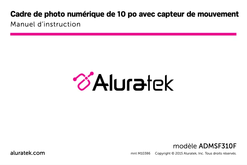 Page 1 de la notice Guide de démarrage rapide Aluratek ADMSF310F
