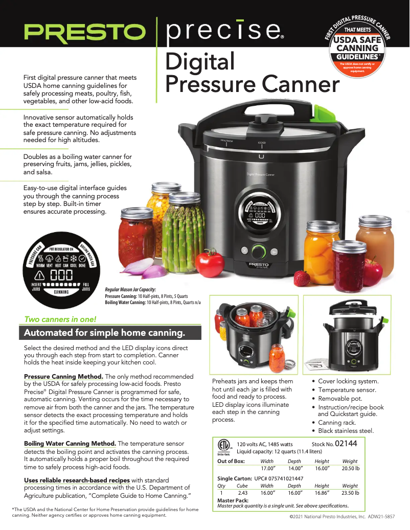 Page 1 de la notice Fiche technique Presto Precise 02144