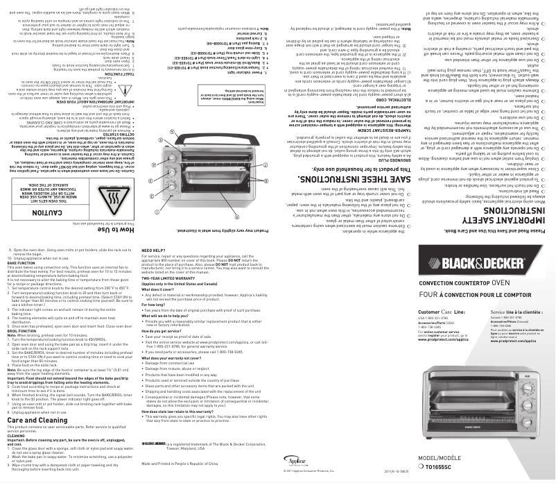 Page n°1 - Manuel utilisateur Black & Decker TO1655SC