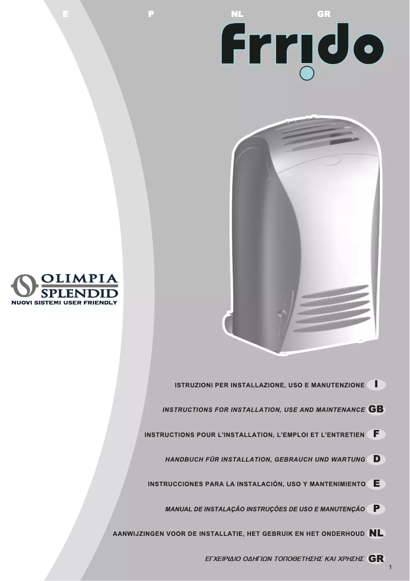 Page 1 de la notice Manuel utilisateur Olimpia Splendid Frrido