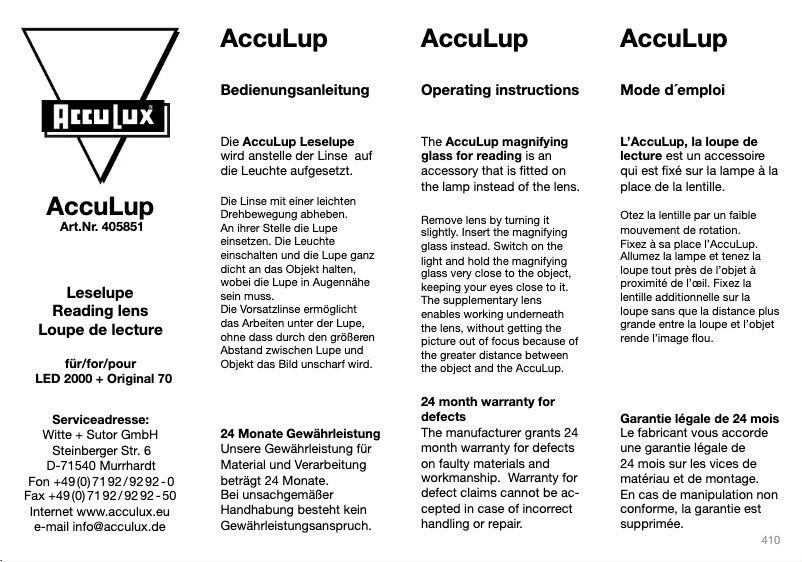 Página 1 del manual Manual de usuario AccuLux AccuLup