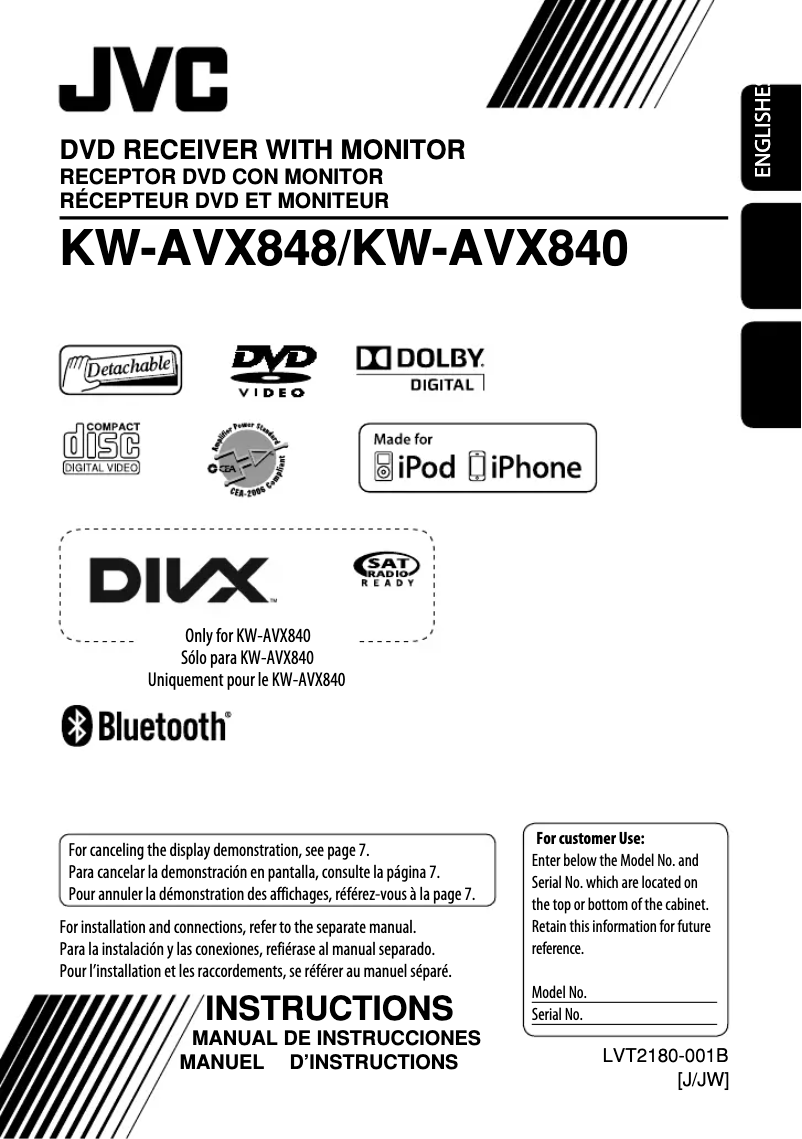 Image de la première page du manuel de l'appareil KW-AVX840