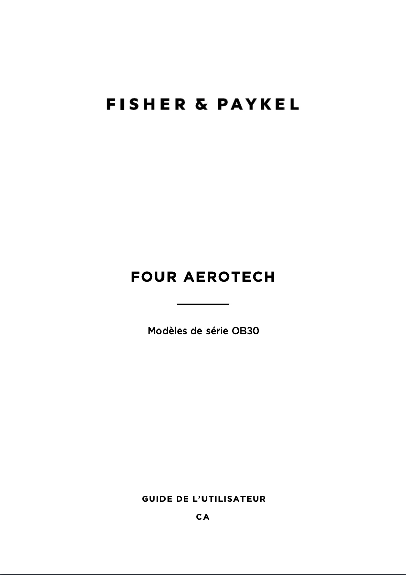 Page 1 de la notice Manuel utilisateur Fisher & Paykel OB30SDEPX3_N