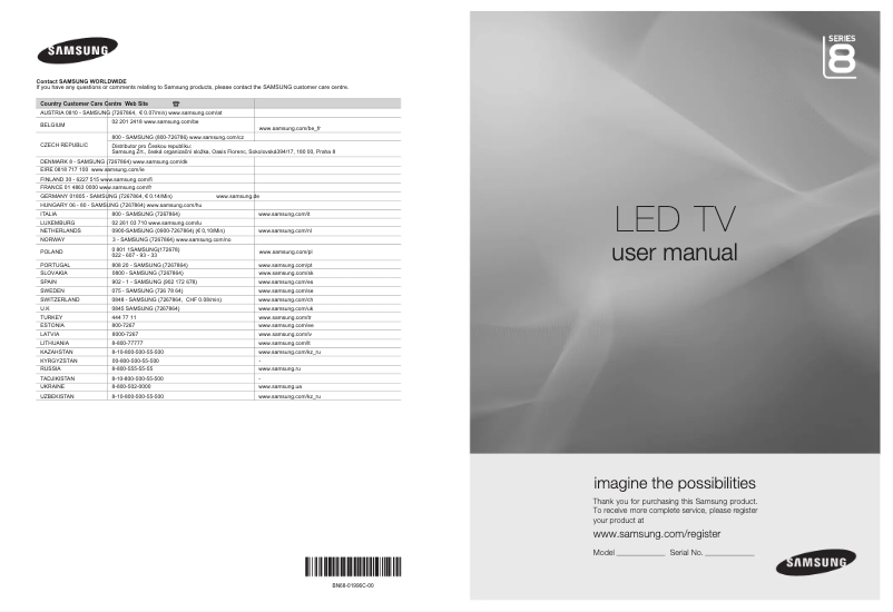 Page 1 de la notice Manuel utilisateur Samsung UE46B8050XW