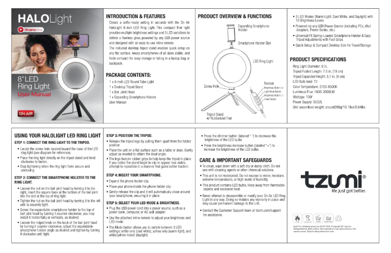 Image de la première page du manuel de l'appareil Halo Light