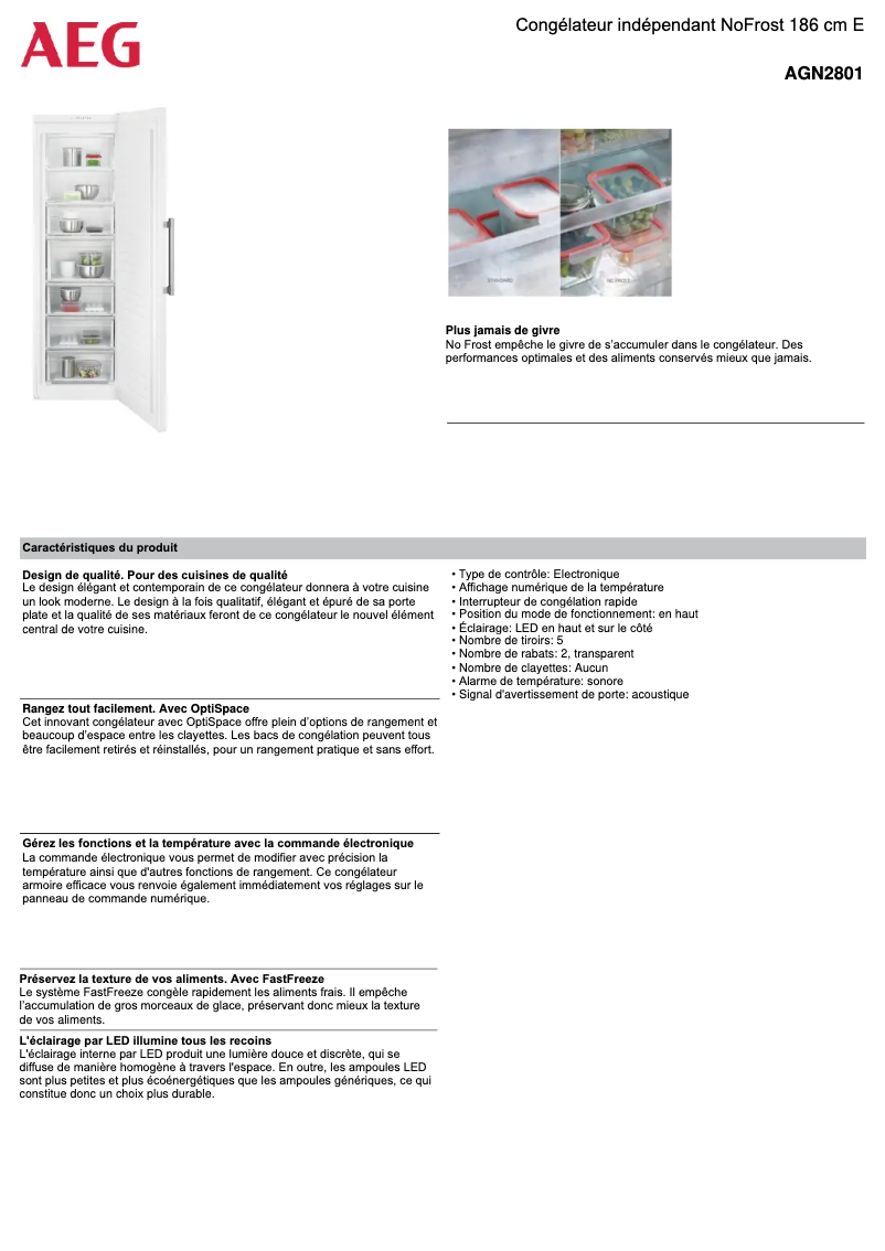Página 1 del manual Ficha técnica AEG AGN2801