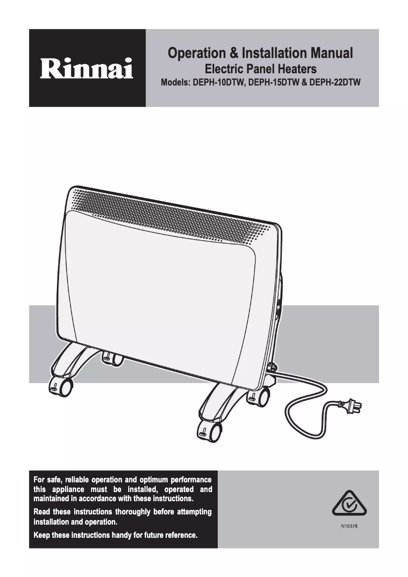 Page 1 de la notice Manuel utilisateur Rinnai DEPH-15DTW