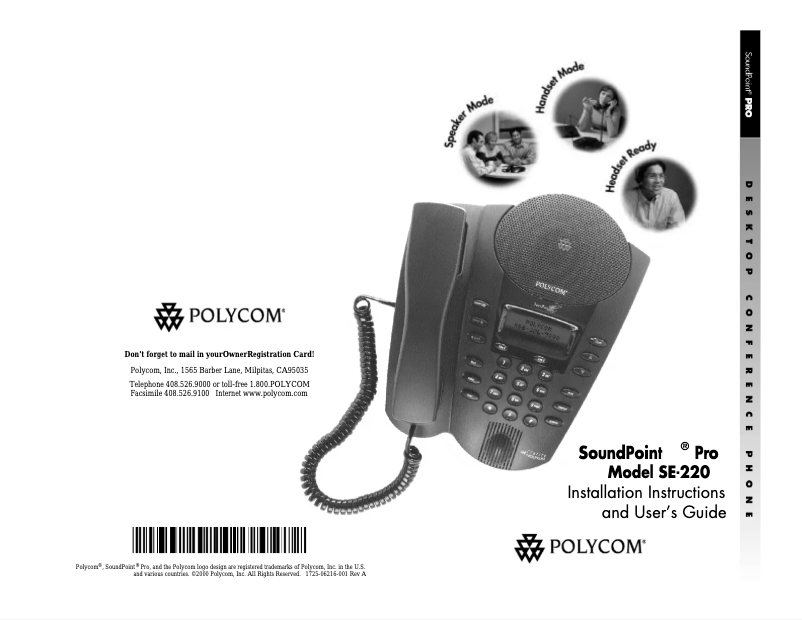 Page n°1 - Manuel utilisateur Polycom SoundPoint Pro SE-220
