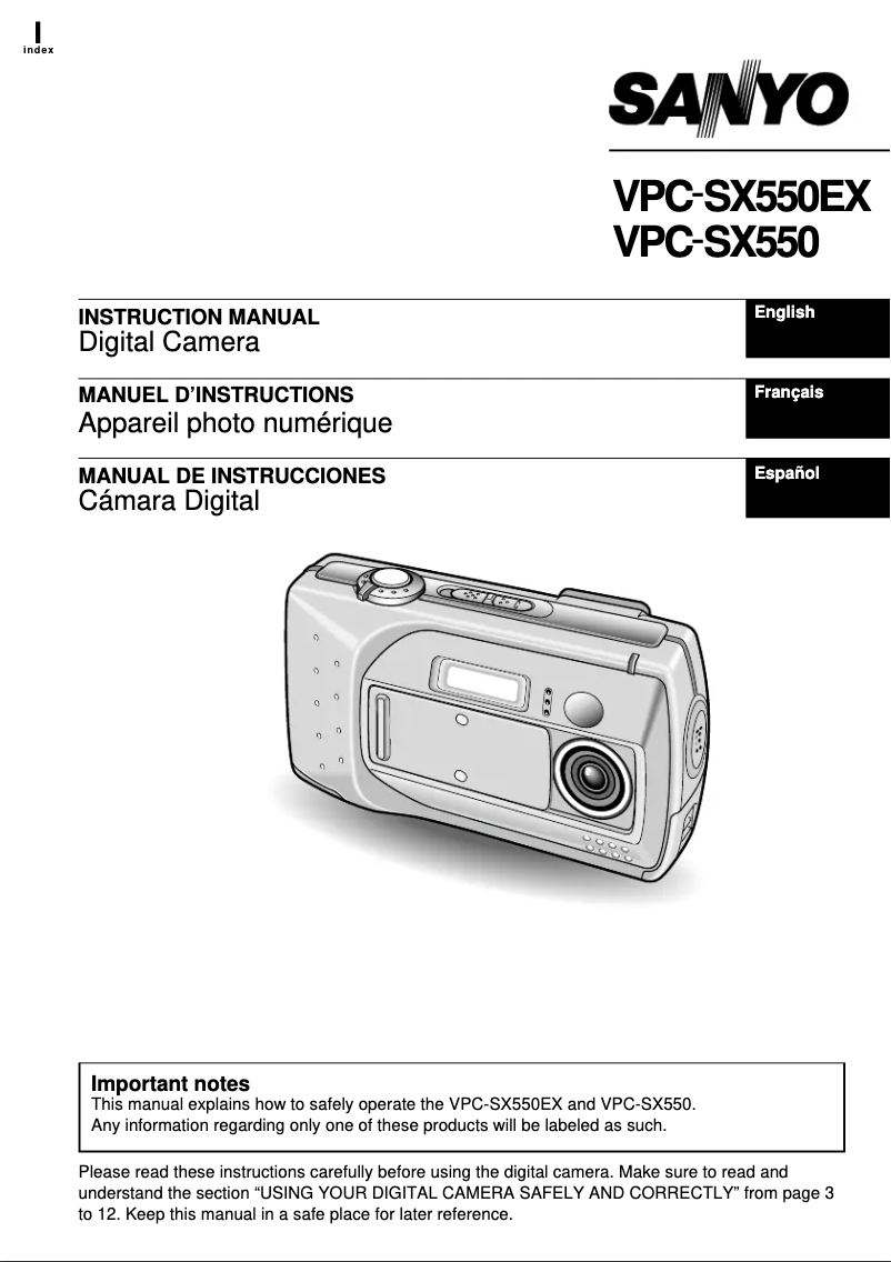 Page n°1 - Manuel utilisateur Sanyo VPC-SX550EX