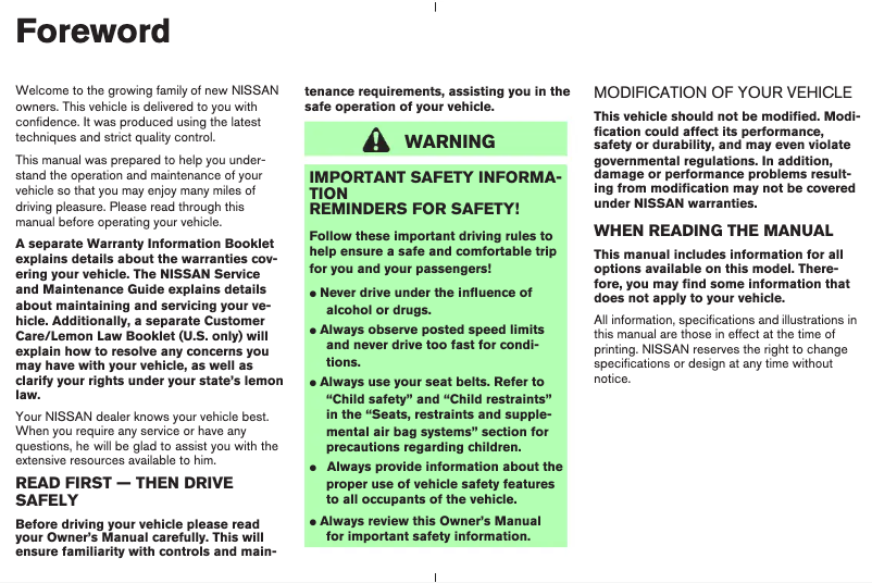 Página 1 del manual Manual de usuario Nissan 350Z (2003)