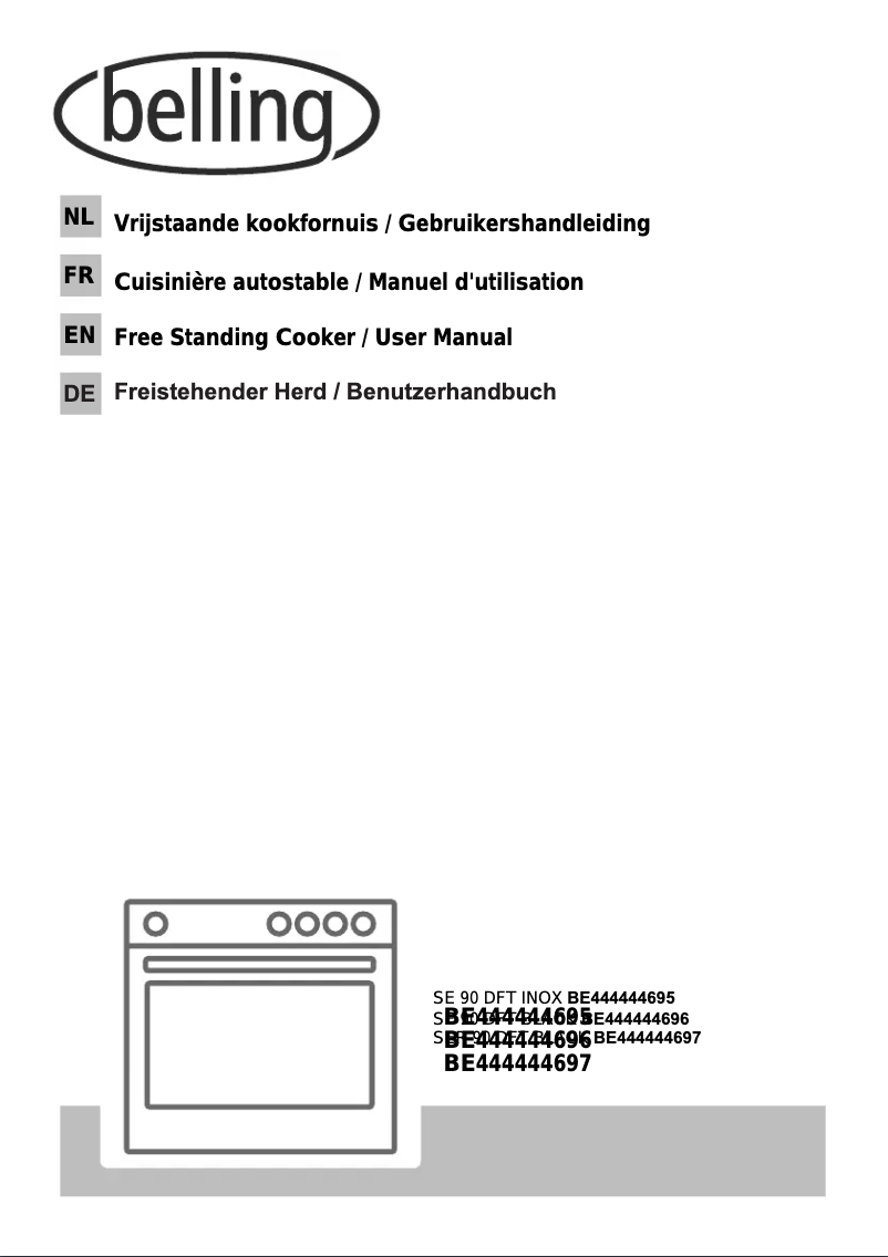 Page n°1 - Manuel utilisateur Belling SE 90 DFT