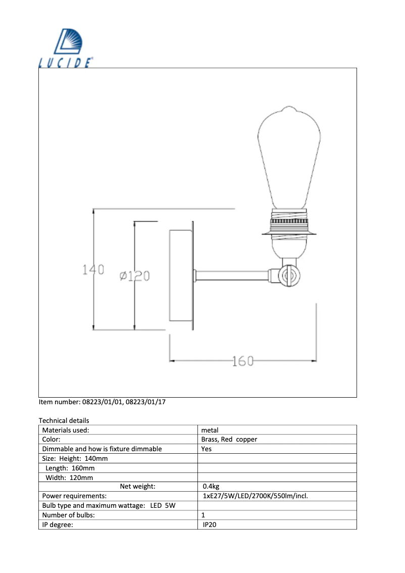 Page 1 de la notice Manuel utilisateur Lucide Retro
