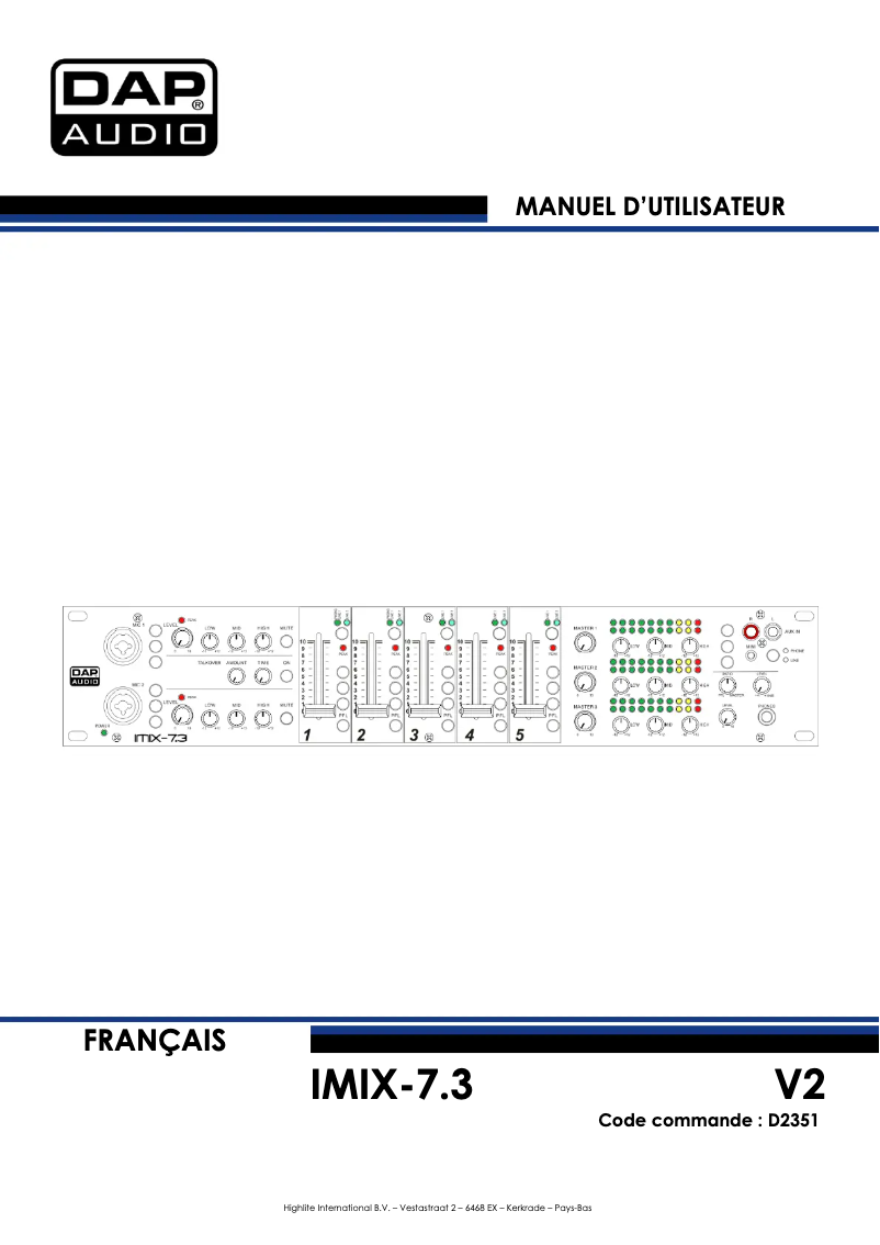 Page 1 de la notice Manuel utilisateur DAP-Audio IMIX-7.3