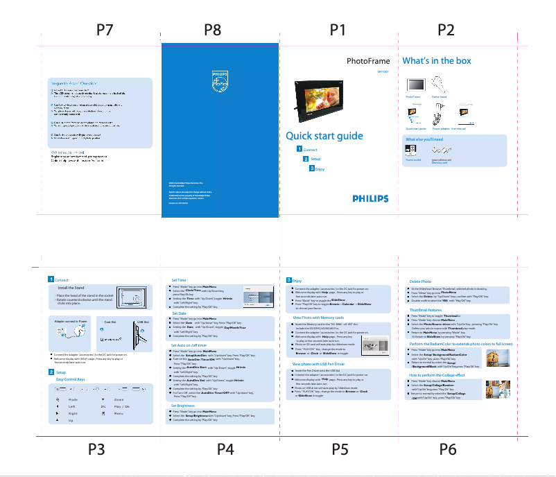 Image de la première page du manuel de l'appareil PhotoFrame SPF1007