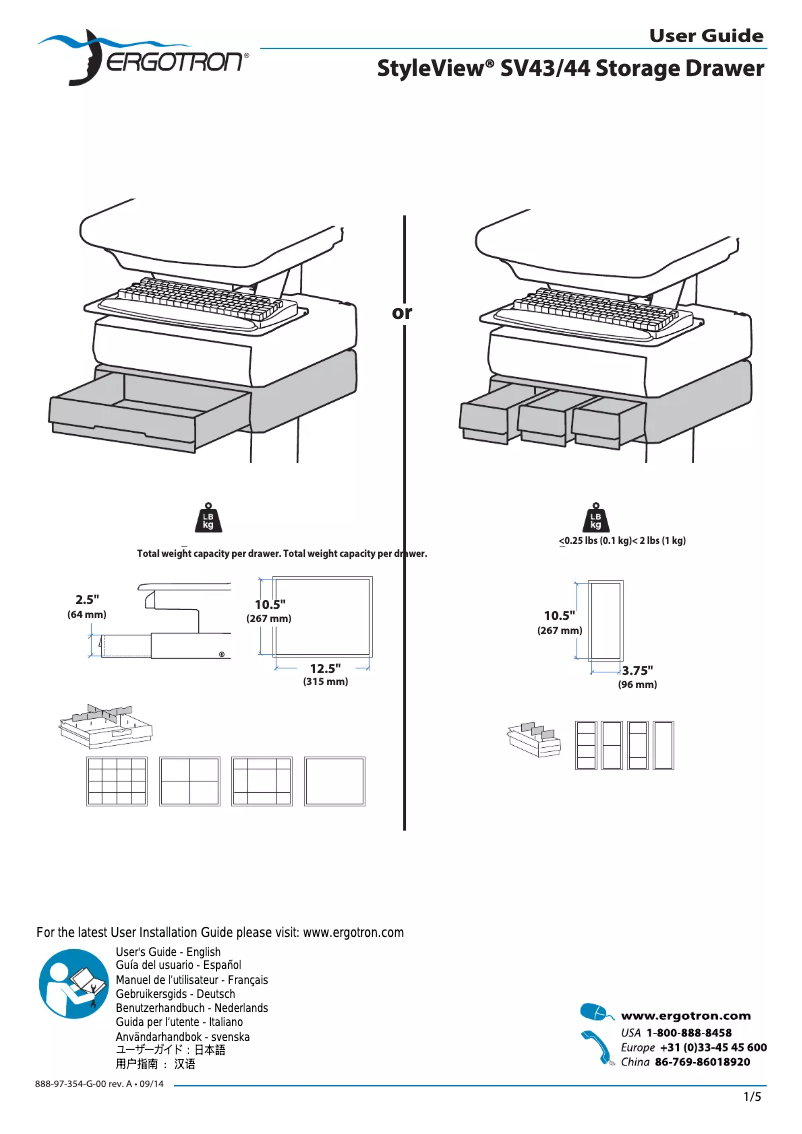Page 1 de la notice Manuel utilisateur Ergotron 97-862