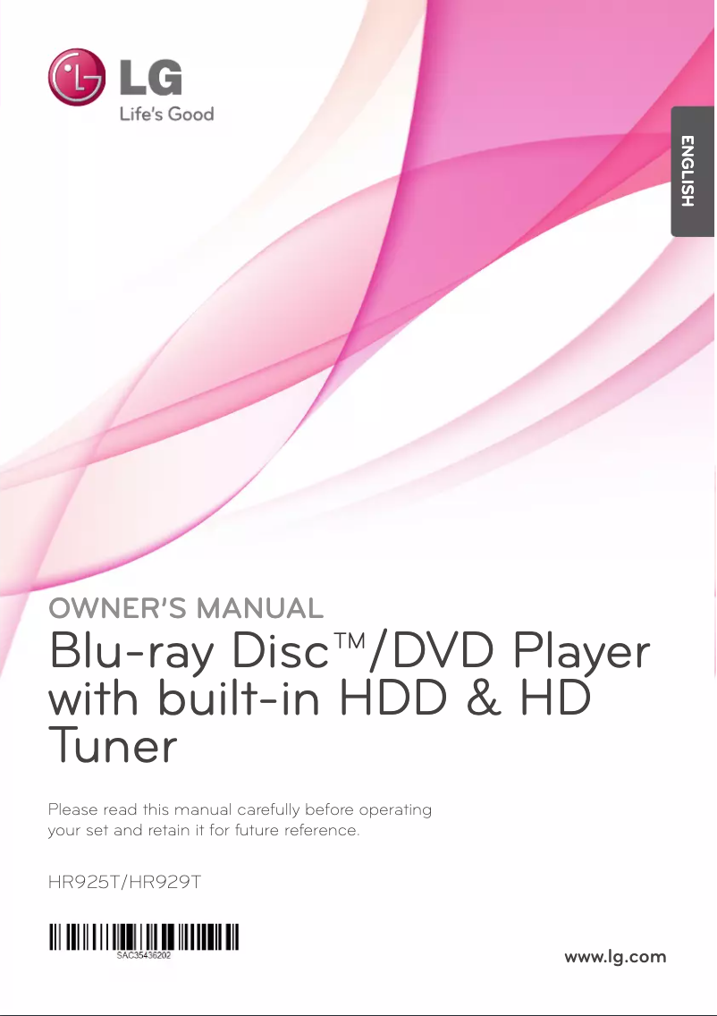 Page n°1 - Manuel utilisateur LG HR929T