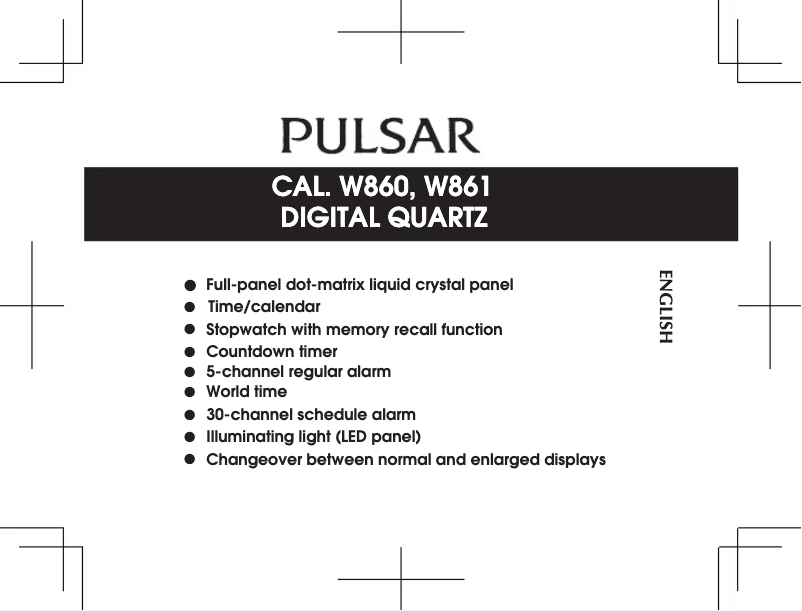 Page 1 de la notice Manuel utilisateur Pulsar W861