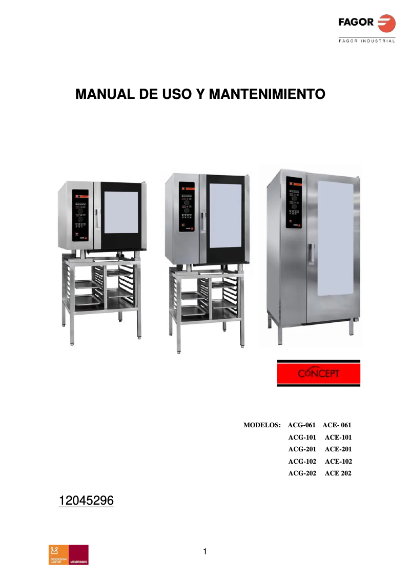 Page n°1 - Manuel utilisateur Fagor ACG-102