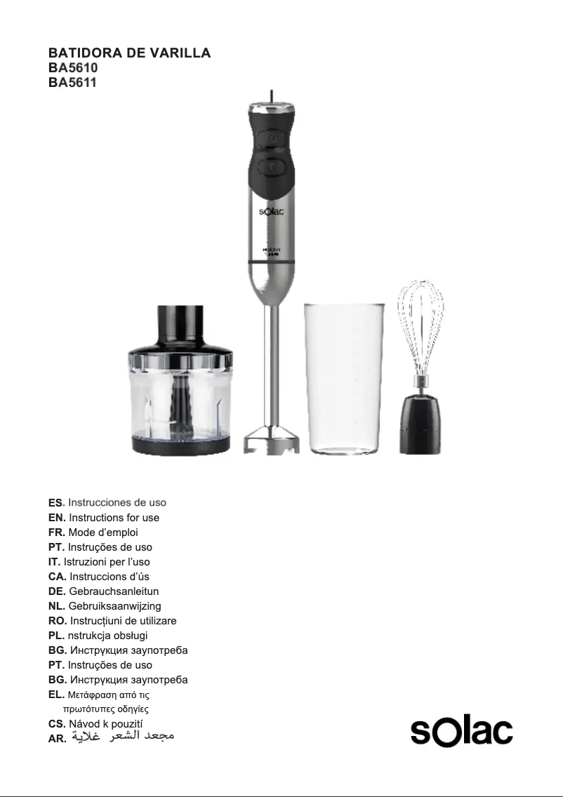 Page 1 de la notice Manuel utilisateur Solac BA5610