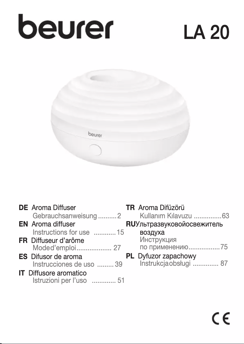 Page 1 de la notice Manuel utilisateur Beurer LA 20