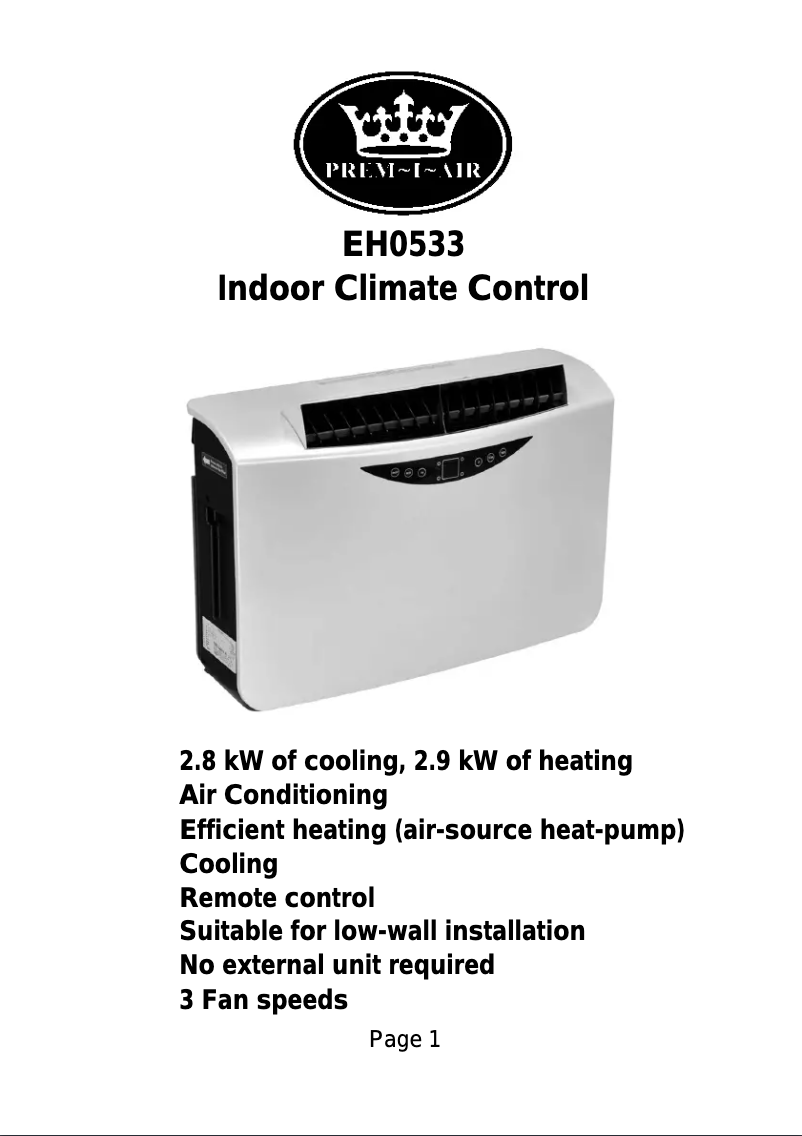 Image de la première page du manuel de l'appareil EH0533