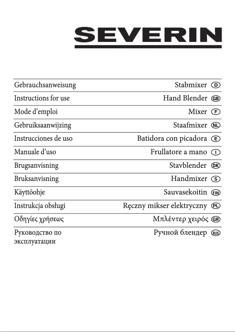 Page n°1 - Manuel utilisateur Severin SM 3808