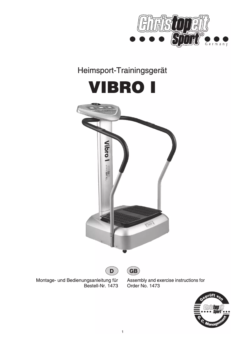Page n°1 - Manuel utilisateur Christopeit Vibro 1