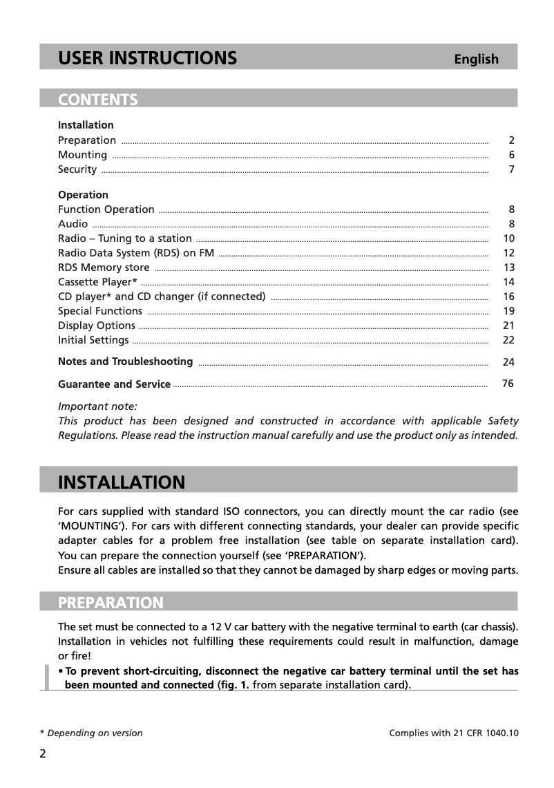 Image de la première page du manuel de l'appareil CD 3300