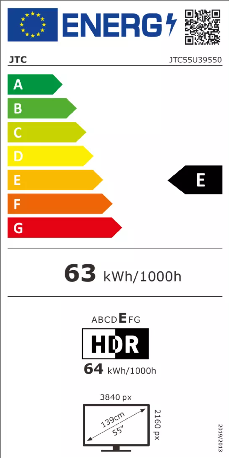 Page n°1 - Label énergétique Jay-Tech JTC55U39550