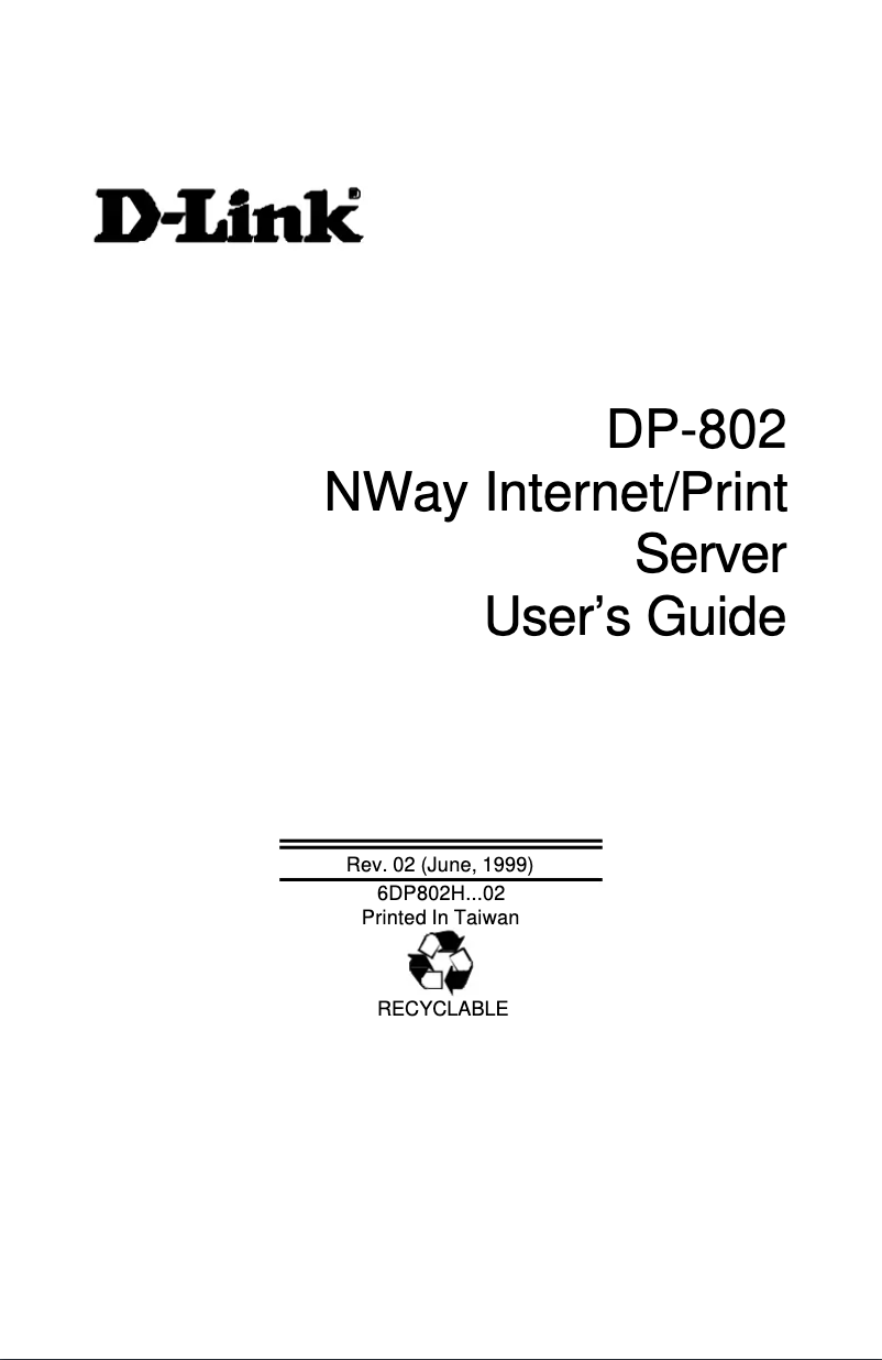 Page n°1 - Manuel utilisateur D-Link DP-802