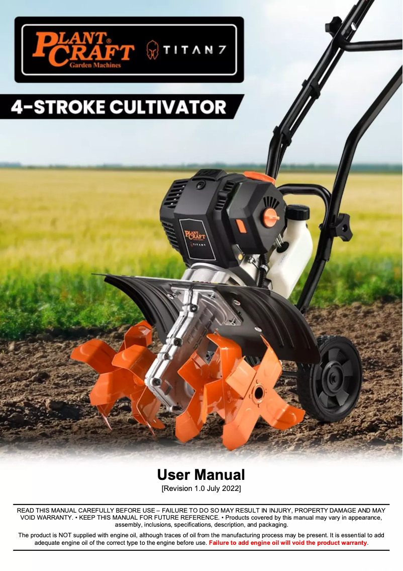 Page 1 de la notice Manuel utilisateur Plant Craft Titan 9