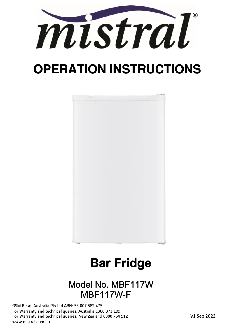 Página 1 del manual Manual de usuario Mistral MBF117W